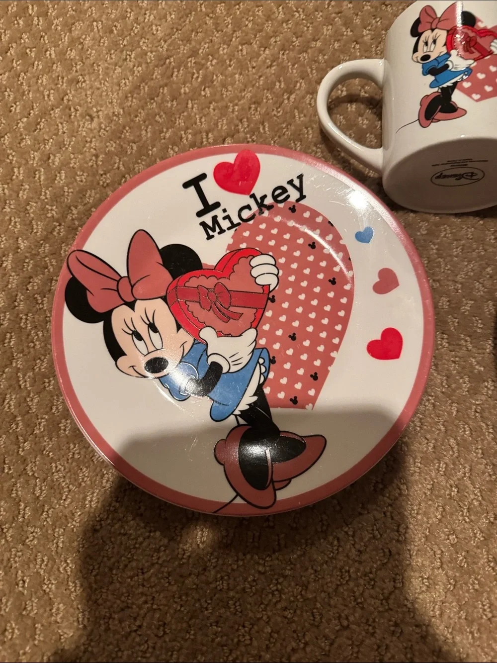 Disney Minnie Mouse Red and Pink Heart Kids Dinnerware Set - 3 Piece